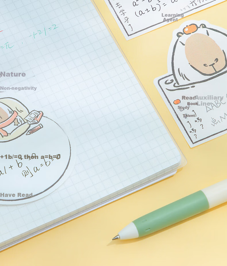 MASMARCU Morning Light Stationery Alice Sticky Notes 30 Sheets Adhesive Memo Pads Cartoon Student Note Stickers 1 Random Notebook YS0296 Exam Essential 6