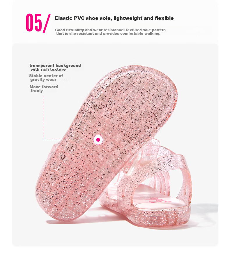 Barbie Kids Summer Sandals Girls Closed-Toe Jelly Shoes Toddler Crystal Sandals DA5938 Pink Size 29 12