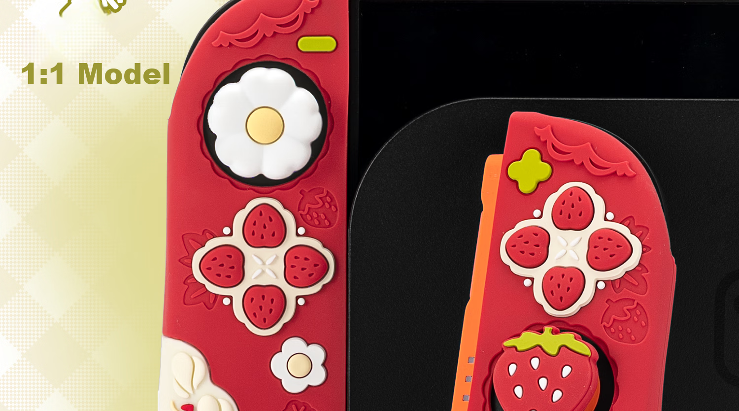 Jixiang Nintendo Switch 2 Protective Case NS2 Controller Soft Silicone Cover Joystick Cap Set Split Anti-Drop Red Spring Strawberry Game Console Accessories for Girls 18