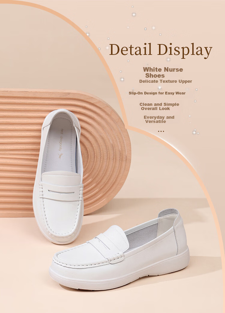 Red Dragonfly Women's Durable Soft-Soled Nurse Shoes Slip-On Lightweight Workplace White Sneakers WTB162431 White Size 36 3