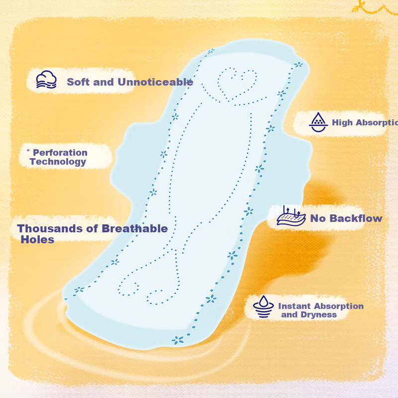 Elis King Instant Absorption Daytime Sanitary Napkins Soft Cotton 250mm 13 Pieces Breathable Dryness JD Self-operated Menstrual Pads