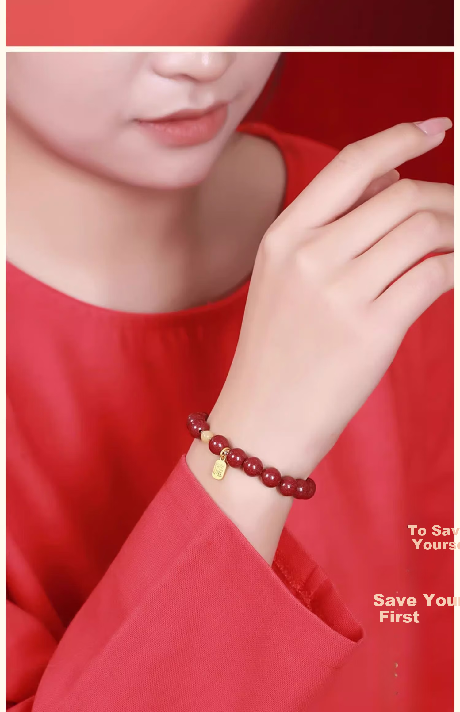 Putuo Mountain High Content Cinnabar Bead Amber Five Elements Bracelet Purple Gold Sand Bracelet Anniversary Gift for Men and Women 8