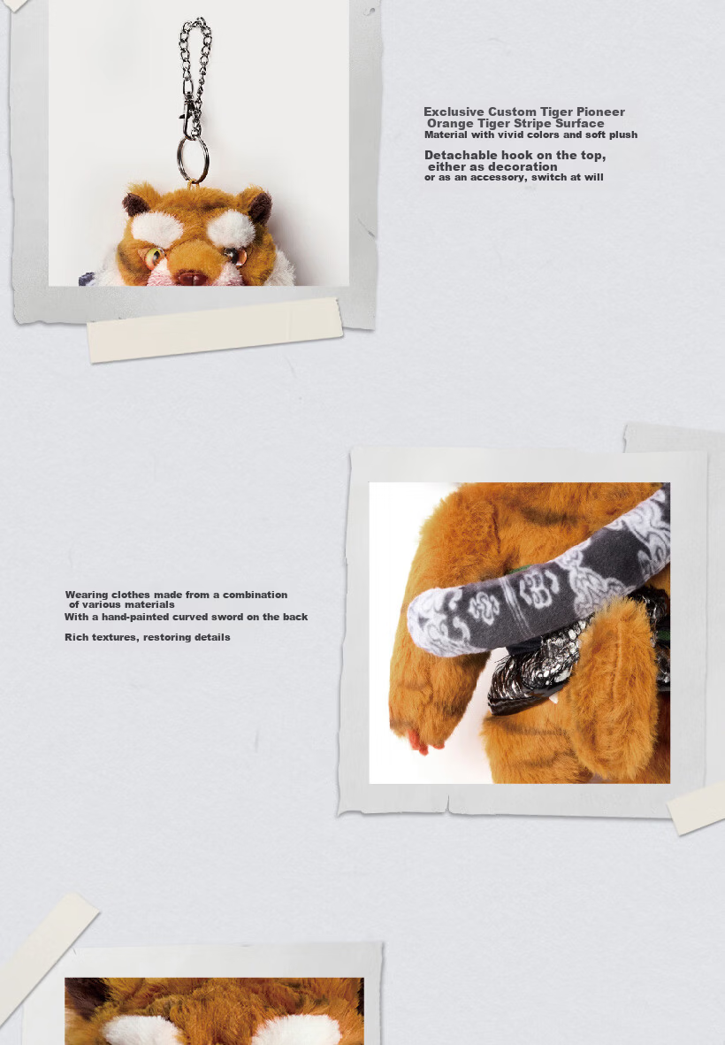 Black Myth Plush Tiger Vanguard Figurine Tan Black Myth Wukong Official Merchandise Toy Doll Backpack Pendant Keychain 7