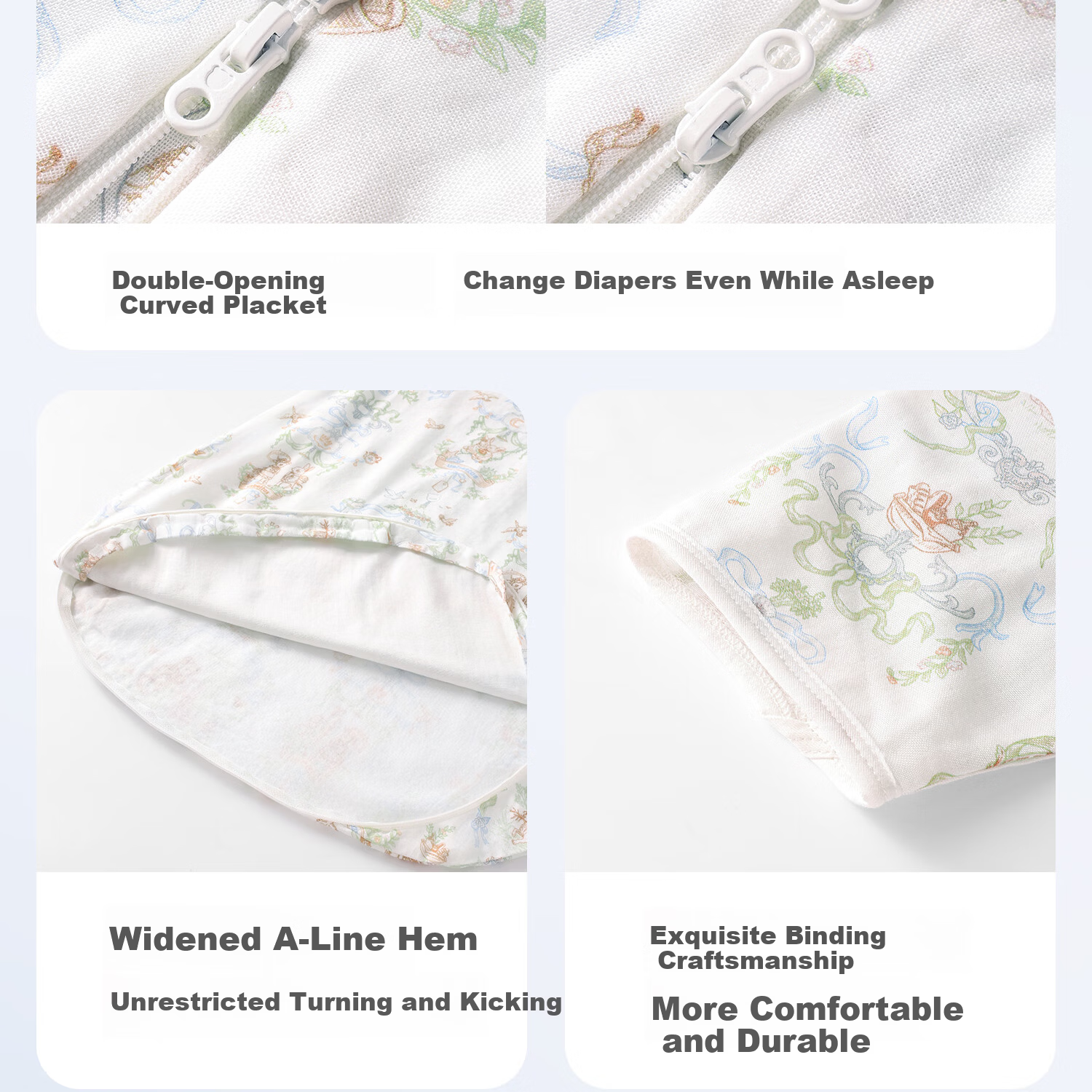 Betis Baby Sleeping Bag Spring Summer Vernix Caseosa Skin Children's One-Piece Sleeping Bag Infant Anti-Kick Quilt Pajamas Front 6 Back 4 Senye L 22
