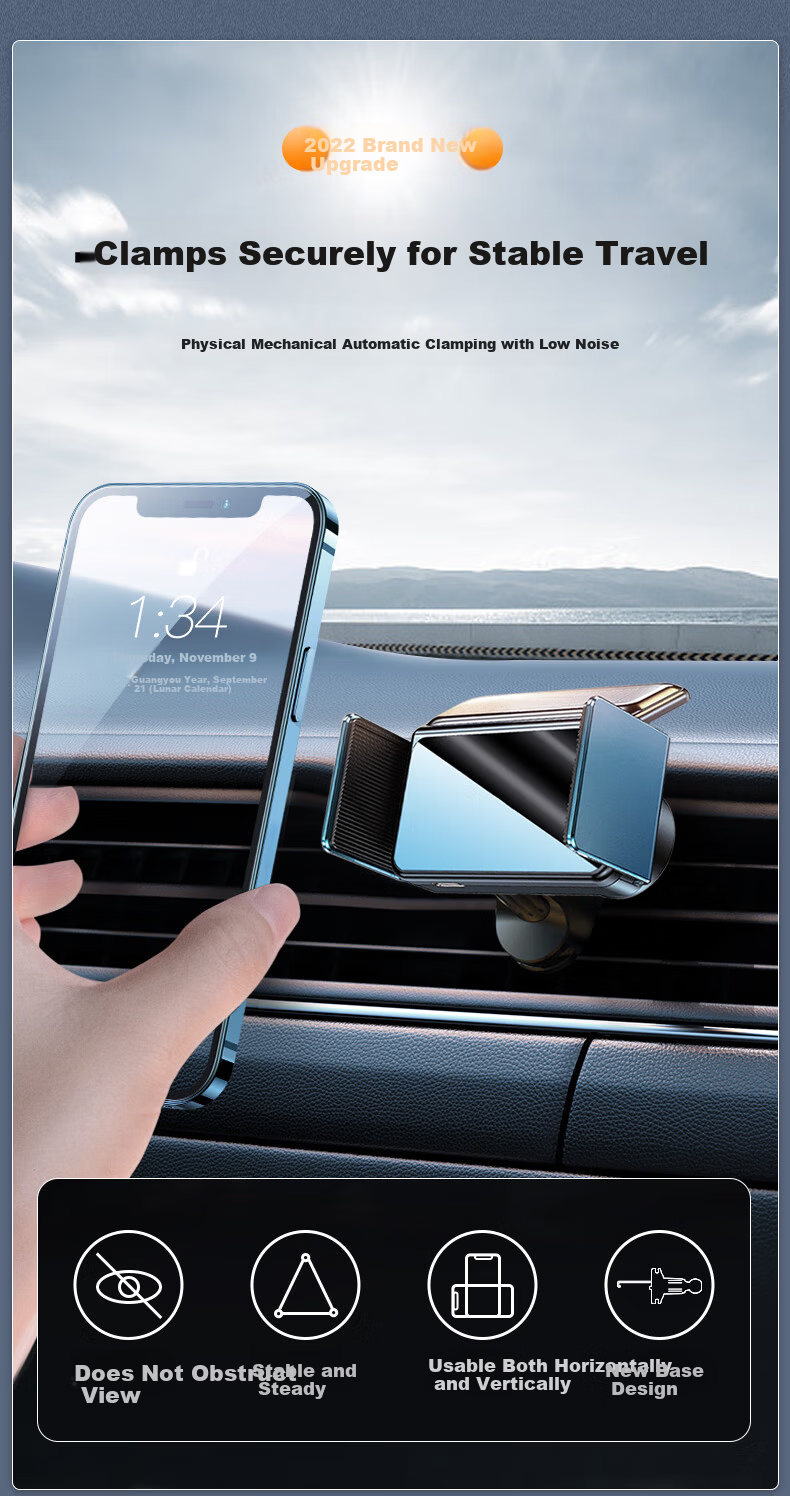 KOOLIFE Mercedes-Benz Car Mount GLC/C-Class Air Vent Navigation Base + Solar Powered Electric Phone Holder 2019-2021 Models 5