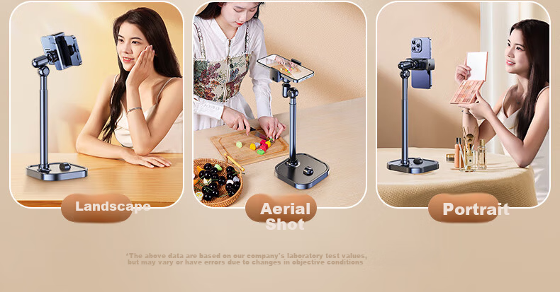 KOVOL [Dual Stand] Live Streaming Phone Holder, Desktop IPad Stand, Tablet Stand, Bedside Shooting Multi-Functional 360° Rotating Lifting Overhead Shooting, Binge-Watching And Online Class Essential 3