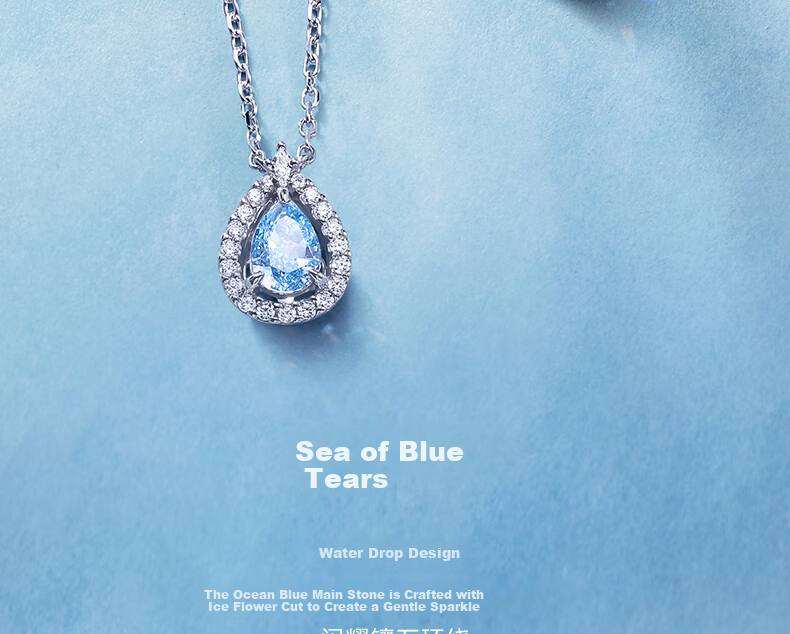 Fanci Blue Tear Necklace, Silver Necklace for Women, 2026 New Style, Light Luxury High-End Feel, Ladies Birthday Gift for Wome 7