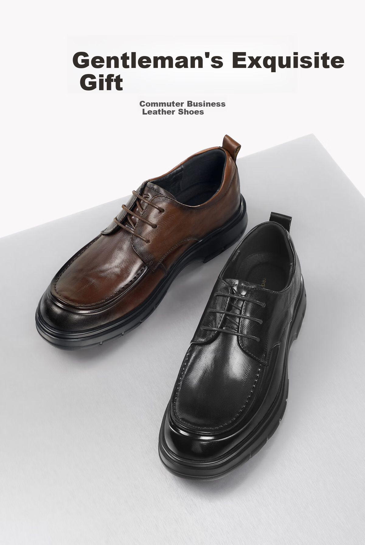 Red Dragonfly Formal Leather Shoes 26 Spring New Cowhide Thick Sole Men's Business Commuter Shoes WTA16059 Black 39 1