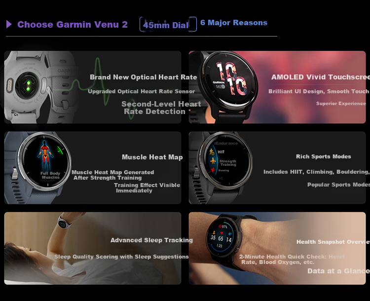 GARMIN Venu 4 Mist Purple 41mm Women's Smart Sports Watch Health Monitoring ECG Heart Rate Call Function 2