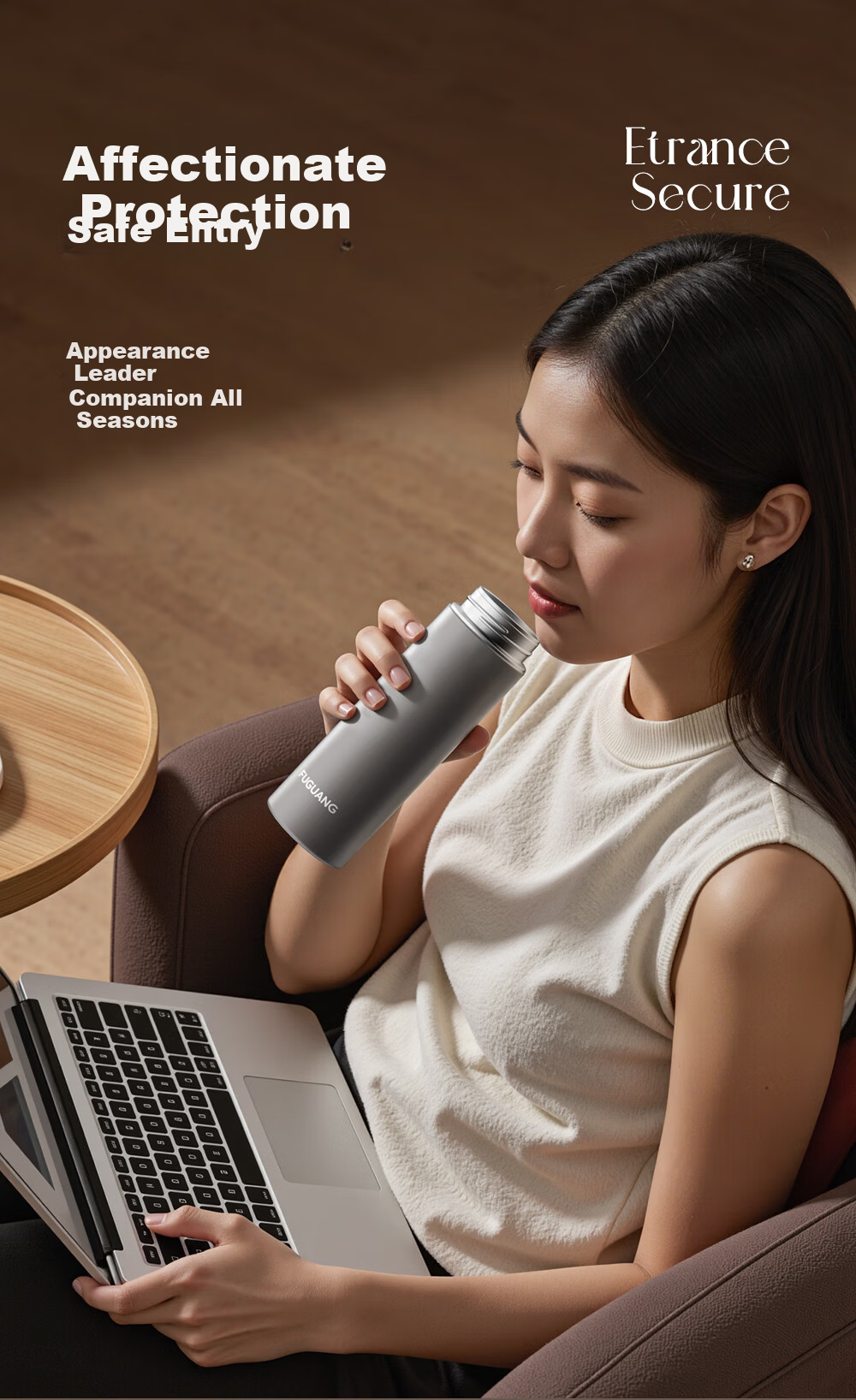 Fuguang 316L Stainless Steel Insulated Water Bottle Business Office Tea Cup Unisex Thermal Flask Straight Body Cup 12
