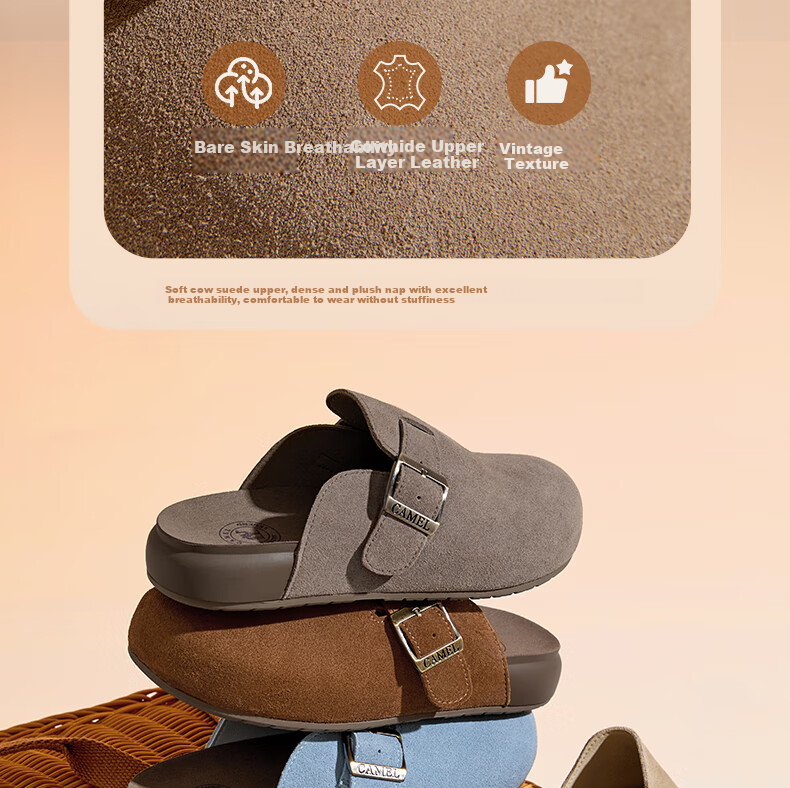CAMEL Soft Bag 2nd Generation Full Coverage Birkenstock Comfortable Deep Mouth Shoes L25W700108 Apricot (Full Coverage Fleece Lining) Size 37 21