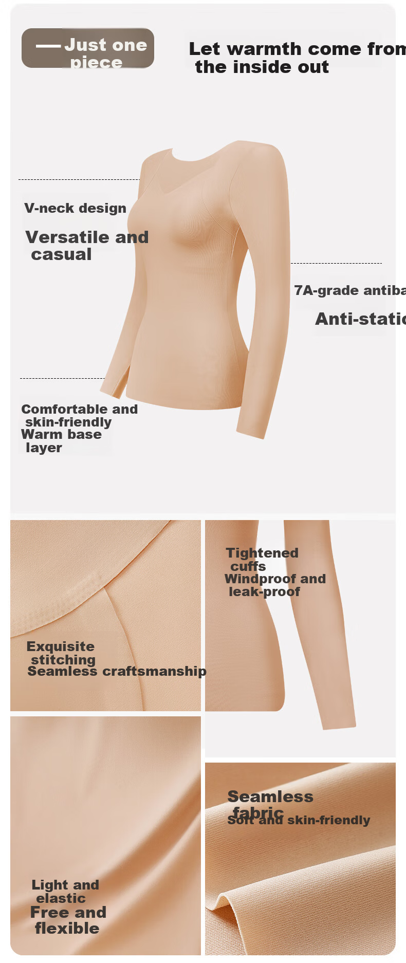 Herbal Original Color Padded Thermal Underwear for Women Autumn Top and Bottom Camellia Essential Oil Base Layer Seamless Spring 2026 New Edition 2