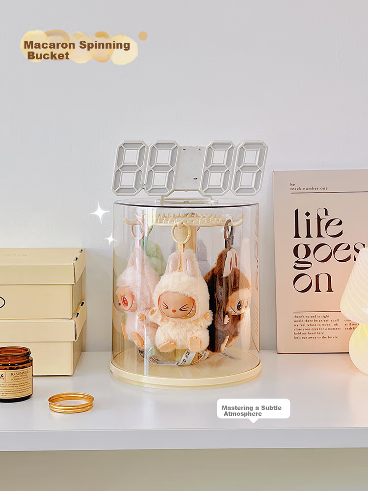 MESHD Labubu Hanging Display Box Rotating Transparent Labubu Plush Doll Figurine Blind Box Storage Display Stand 6