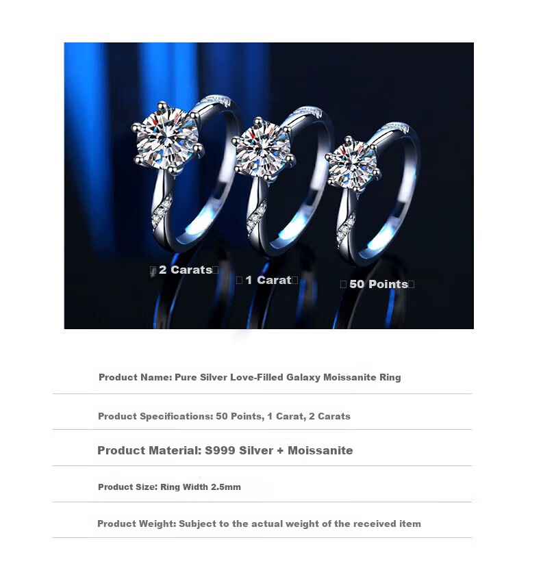 Zhoudajin CHOW TAI KING, One Carat Moissanite Diamond Ring, Sterling Silver Engagement Ring for Women, Qixi Valentine's Day Gift for Girlfriend Or Wife, Birthday Present 13