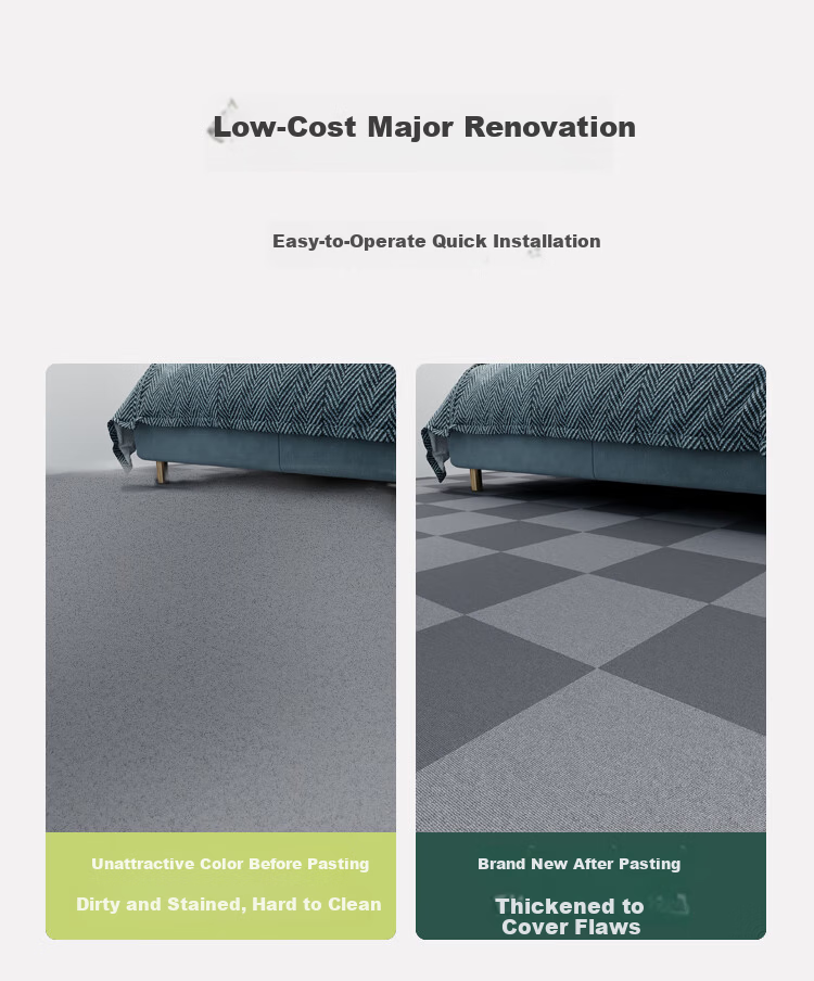 Qinghua Self-Adhesive Crystal Coated Waterproof Floor Sticker, Light Gray Checkered Pattern, 60*500cm, Bathroom Kitchen Floor Leather 2