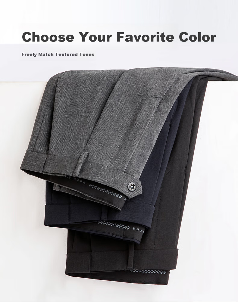ROMON [Wrinkle-Resistant And No-Iron] Men's Dress Pants, New Style for Young And Middle-Aged Men, Straight-Leg Loose Business Cargo Trousers, Casual Pants for Me 9
