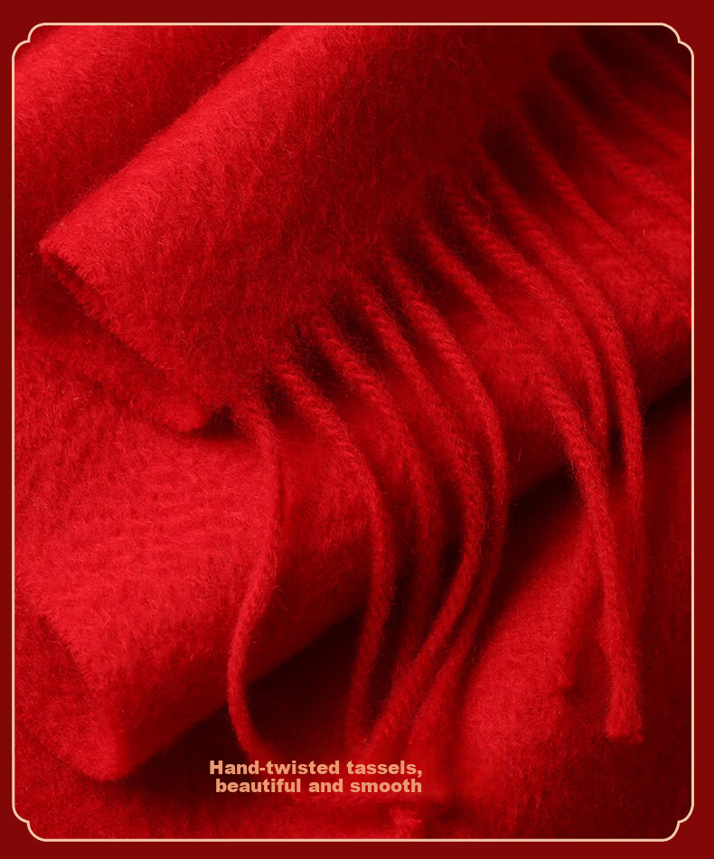 Hengyuanxiang Red Wool Scarf for Women Autumn Winter Neck Warmer New Year Birthday Gift for Mom Corporate Annual Meeting Goddess Festival Gift Box Set 12