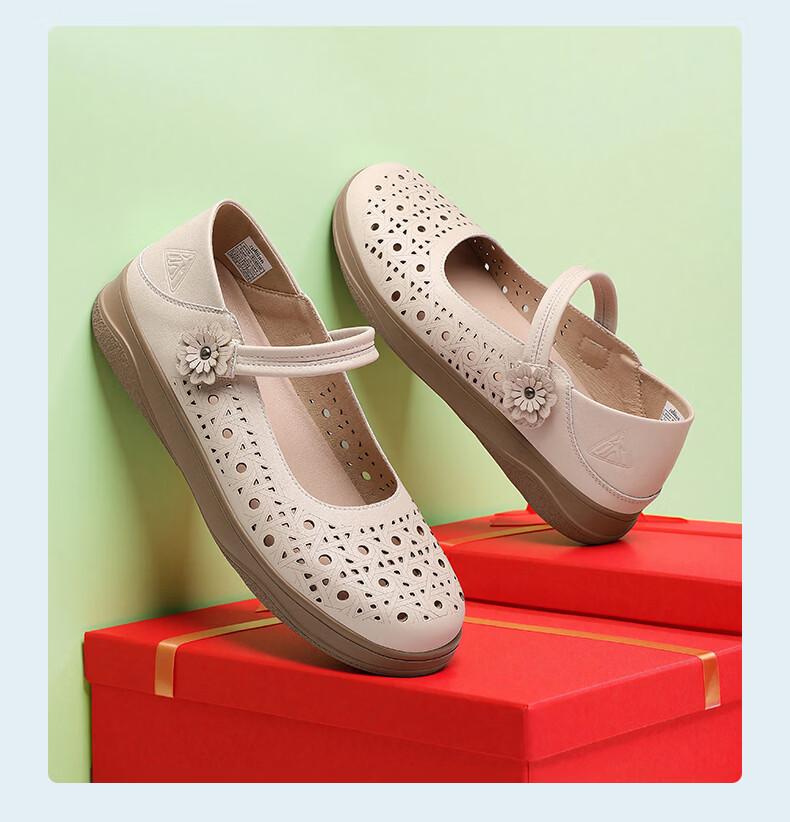 Zulijian Elderly Shoes 2026 Summer New Hollow Mary Jane Shoes Magic Tape Breathable Lightweight Soft Sole Comfortable Casual Leather Shoes 15