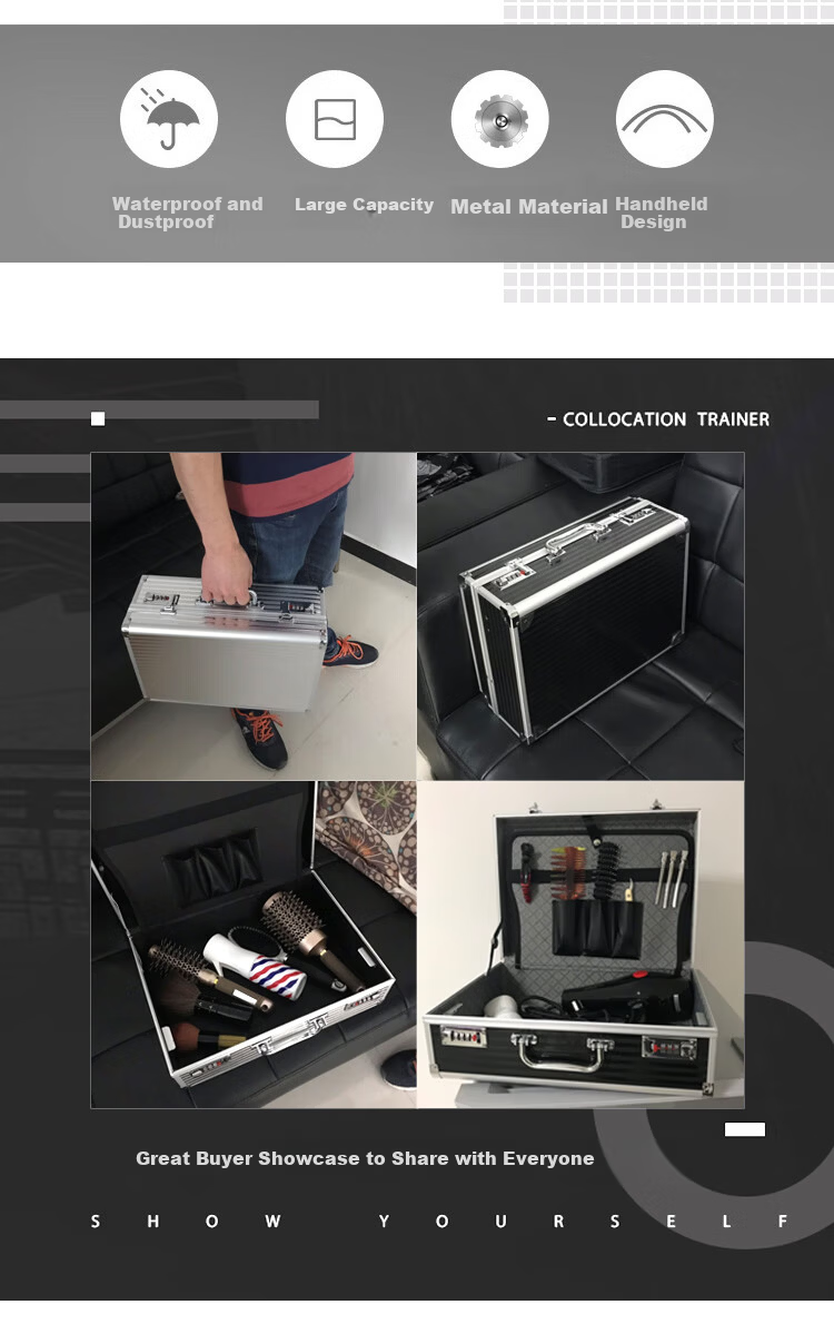 Honggong Multifunctional Hairdressing Toolbox Hair Stylist Barber Scissors Storage Case Portable Lock Box Black Version 3