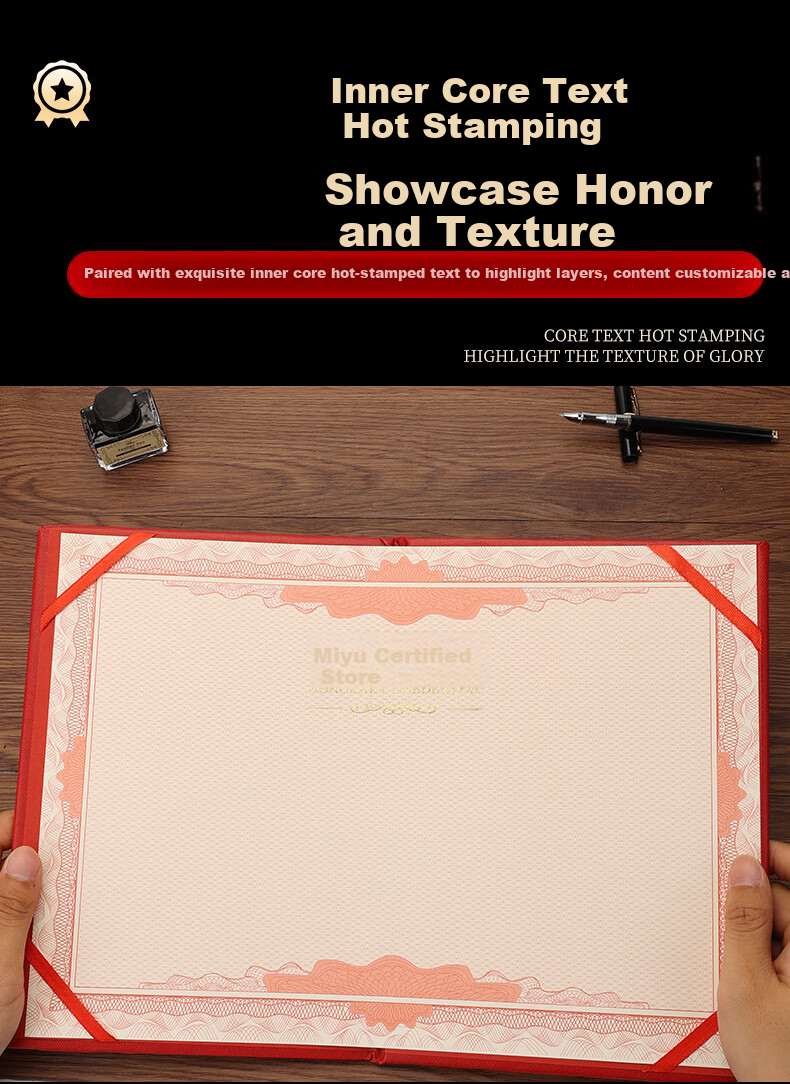 Gelite New Medal Honor Certificate 6K 10 Books Gold Stamped Blank Award Certificate Cover with Inner Core for Awards Training Recognition 3
