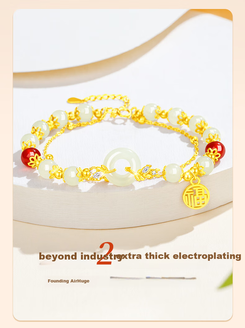 Lao Feng Xiang 2026 New Hetian Jade Ping An Kou Silver Bracelet for Women Birthday Anniversary Gift for Girlfriend Wife 5