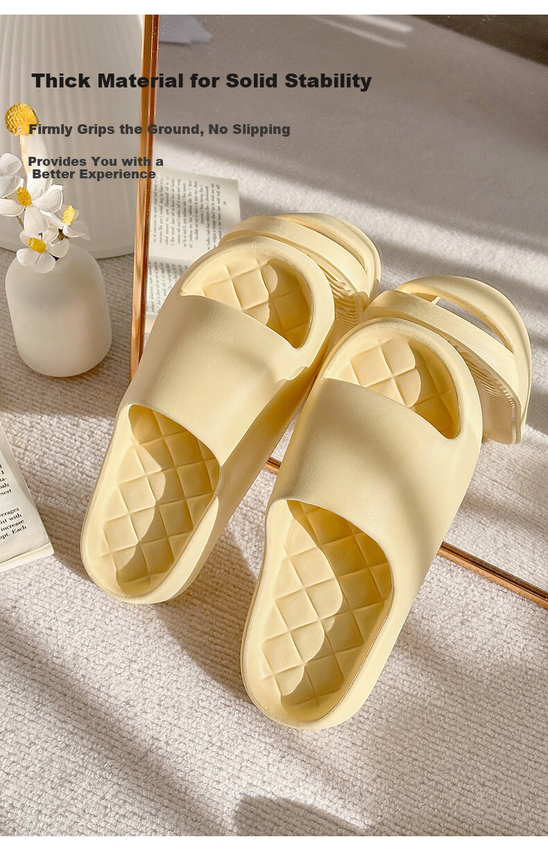 ABFE Women's Summer Indoor Home Bathroom Slippers Silent Non-Slip Soft Sole Men's Black Sandals Size 42-43 8