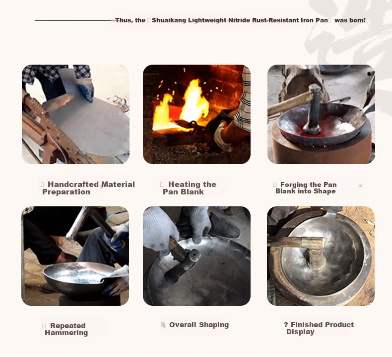Sacon Zhangqiu Handmade Iron Wok Traditional Round Bottom Stir-Fry Pan No Coating Gas Stove Ready-to-Use 32cm 4