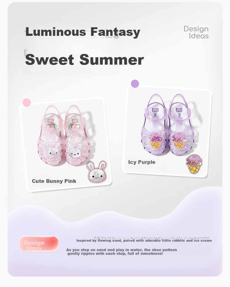Mutong Girls' Summer Jelly Sandals Soft Sole Anti-Collision Toddler Closed-Toe Beach Shoes Cute Bunny Pink Size 160 4