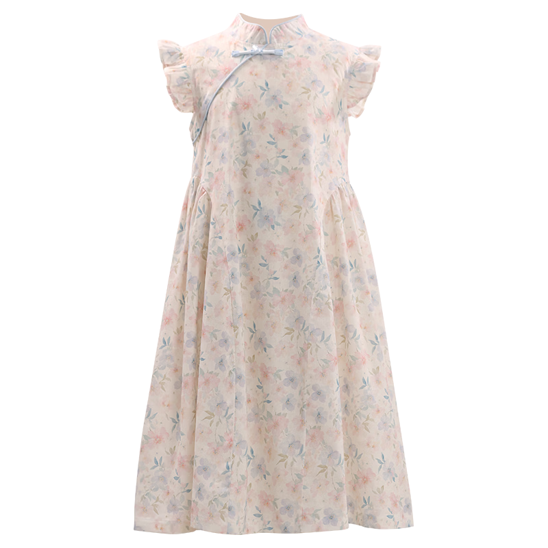 Disney Girls Dress Children's Qipao Hanfu Summer Lightweight Chinese Style Princess Dress 10122 Pink Blue Size 150