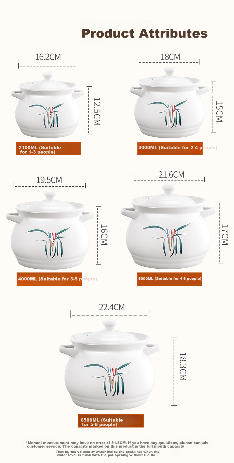Quanpinwu Ceramic Casserole Large Capacity Gas Stove Compatible Household Porridge Soup Pot Traditional Chinese Stew Pot 11