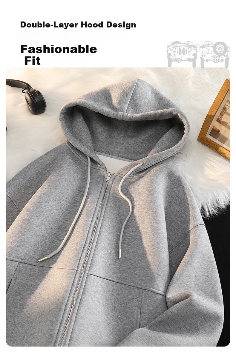 JEEP SPIRIT Men's Spring Casual Loose Sports Two-Piece Set Breathable Running Sweatshirt Jacket and Pants 4
