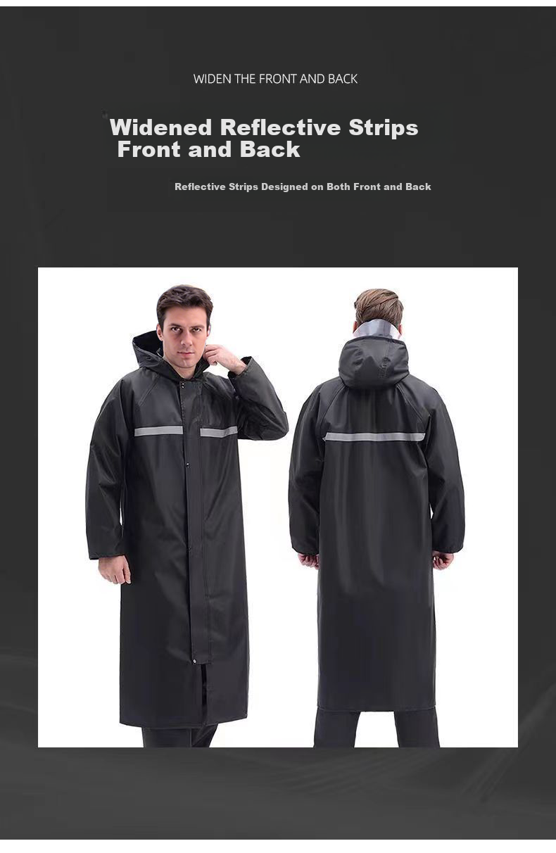 Jingxun Long Adult Raincoat, Windbreaker Style, Heavy Rain Protection, for Hiking, Fishing, Waterproof Poncho, Reflective Rainwear for Security Guards And Property Management 6