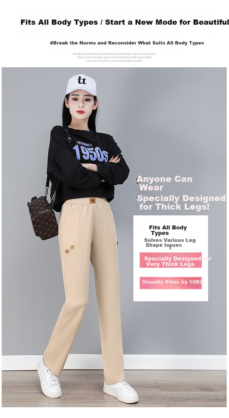 Woodpecker Women's Versatile Straight Loose Slimming Long Pants Spring Autumn New High Waist Sports Casual Pants Black 2XL 6
