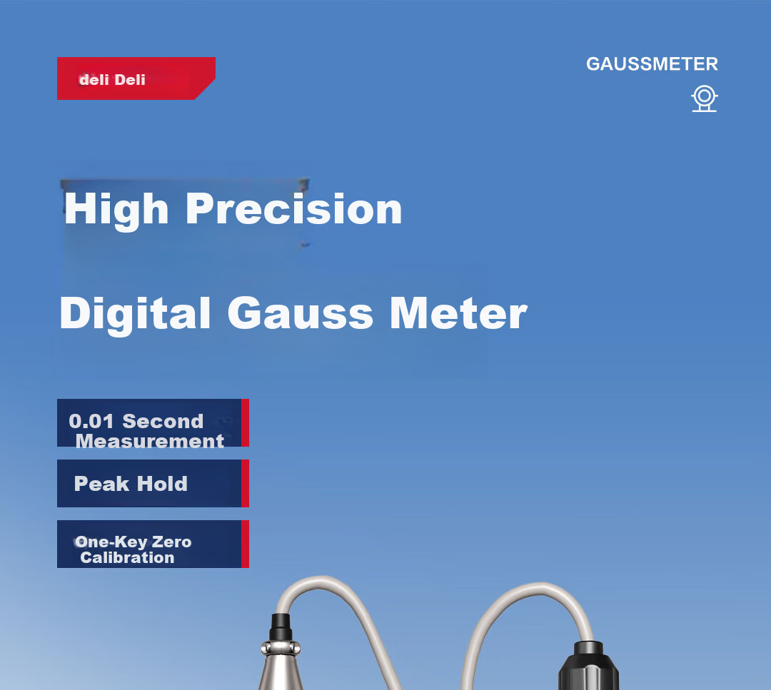 Deli Digital Gauss Meter Magnetic Field Strength Tester Tesla Meter Magnetic Detector 1