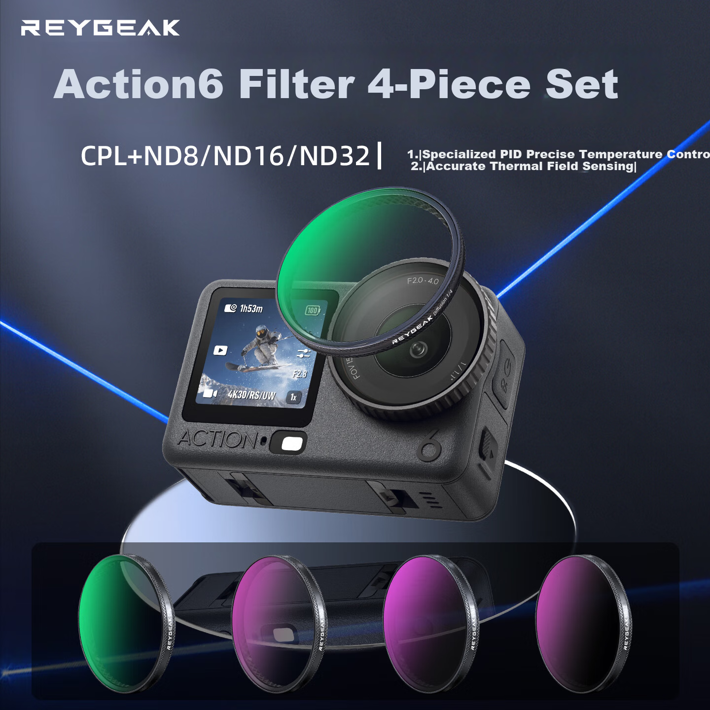 REYGEAK DJI Action 6 Filter CPL ND8 ND16 ND32 Neutral Density Polarizer Gradient Lens Protective Filter Set