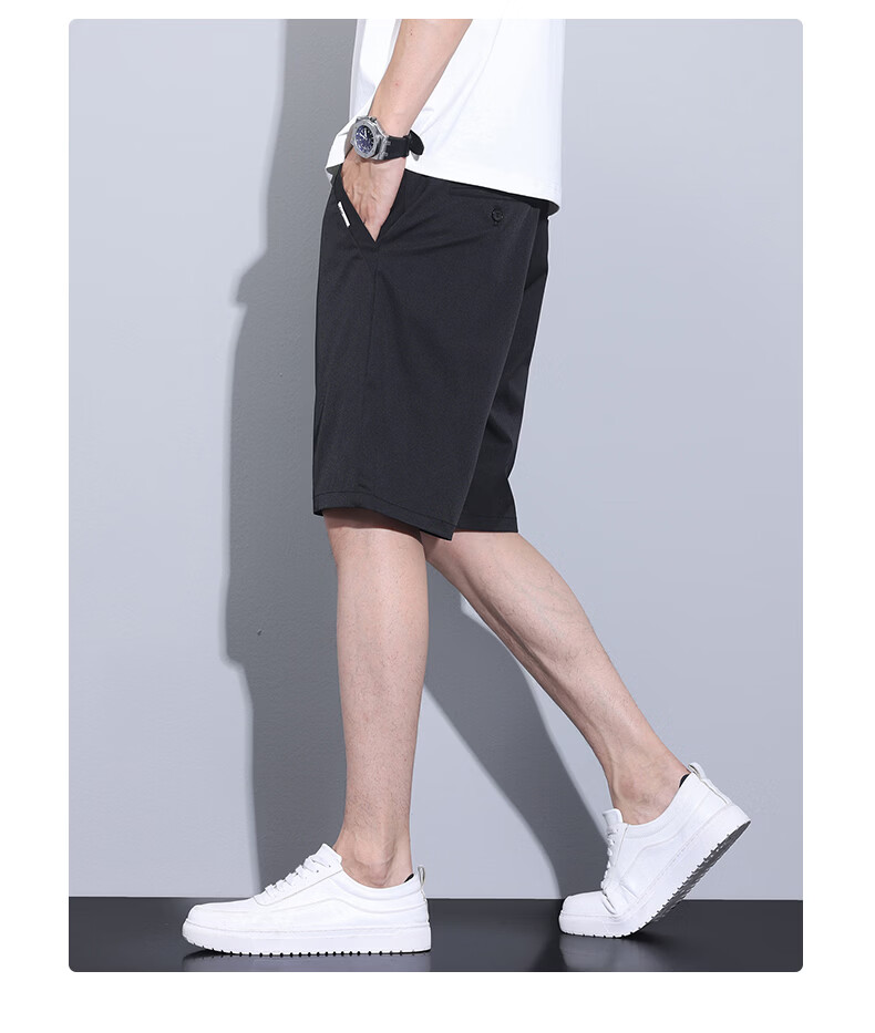 Pierre Cardin Men's Ice Silk Quick-Dry Cooling Sports Casual Shorts Black XL Father's Day Gift 24
