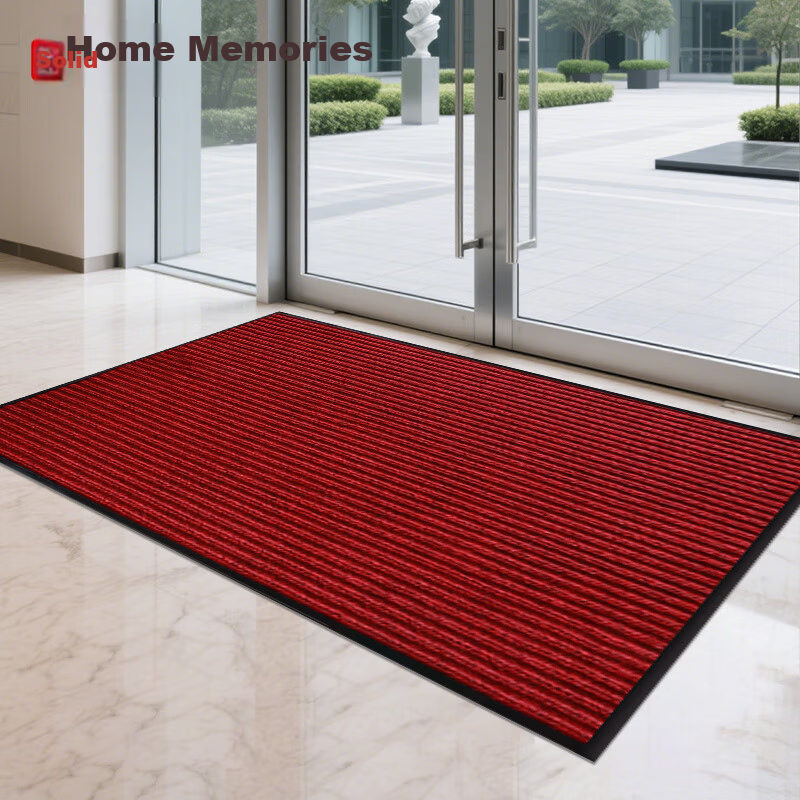 Jushi Yi Double Stripe Door Mat Entrance Hallway Mat Kitchen Absorbent Floor Mat Stair Mat 90x120cm Red