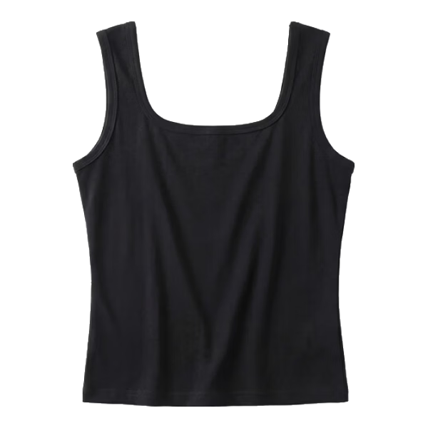 Miiow Ribbed Cotton Tank Top for Women 2026 New Wide Strap Camisole Anti-Exposure Breast Coverage Inner and Outer Wear