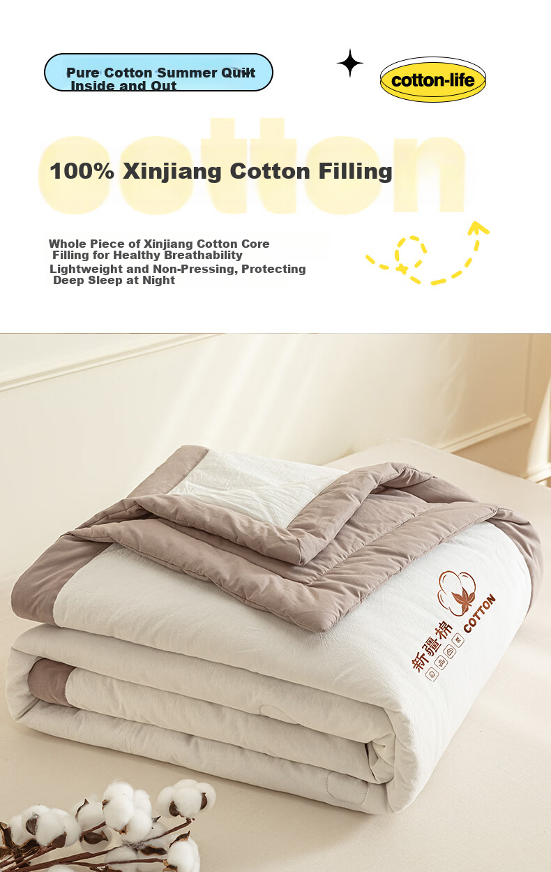 MUJI A-Class All-Cotton Summer Quilt Four-Piece Set Home Air-Conditioned Thin Quilt Bed Sheet Quilt Core 200*230cm 8