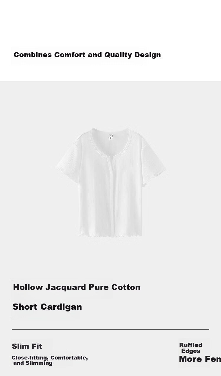 Semir Women's Summer Short Sleeve T-Shirt Short Hollow Textured Slim Fit Cotton Ruffled Edge 2026 Cardigan 109326100008 14