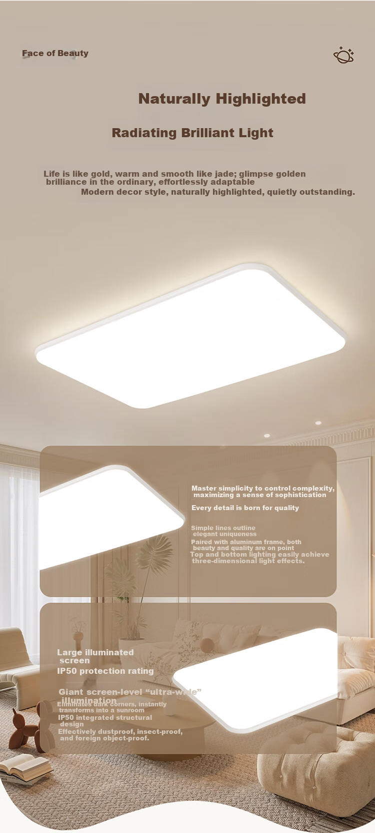 NVC Ceiling Light Living Room Main Light Full Spectrum Eye Protection Bedroom Ceiling Lamp Future Light White Snow PRO with Installation 4