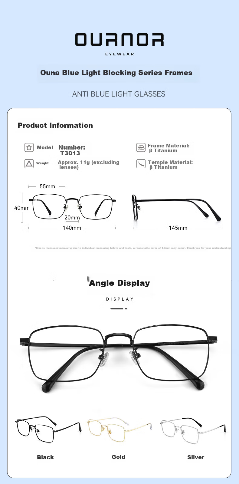 Ouna Blue Light Blocking Glasses Non-Prescription Anti-Radiation Eyewear for Phone and Computer Unisex (Jingcang) 5