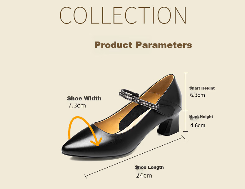LAORENTOU High Heels for Women, Top-Grain Leather, Chunky Heel, Single-Strap Buckle Work Shoes, French Style Women's Shoes, LB61 White, Size 37 4