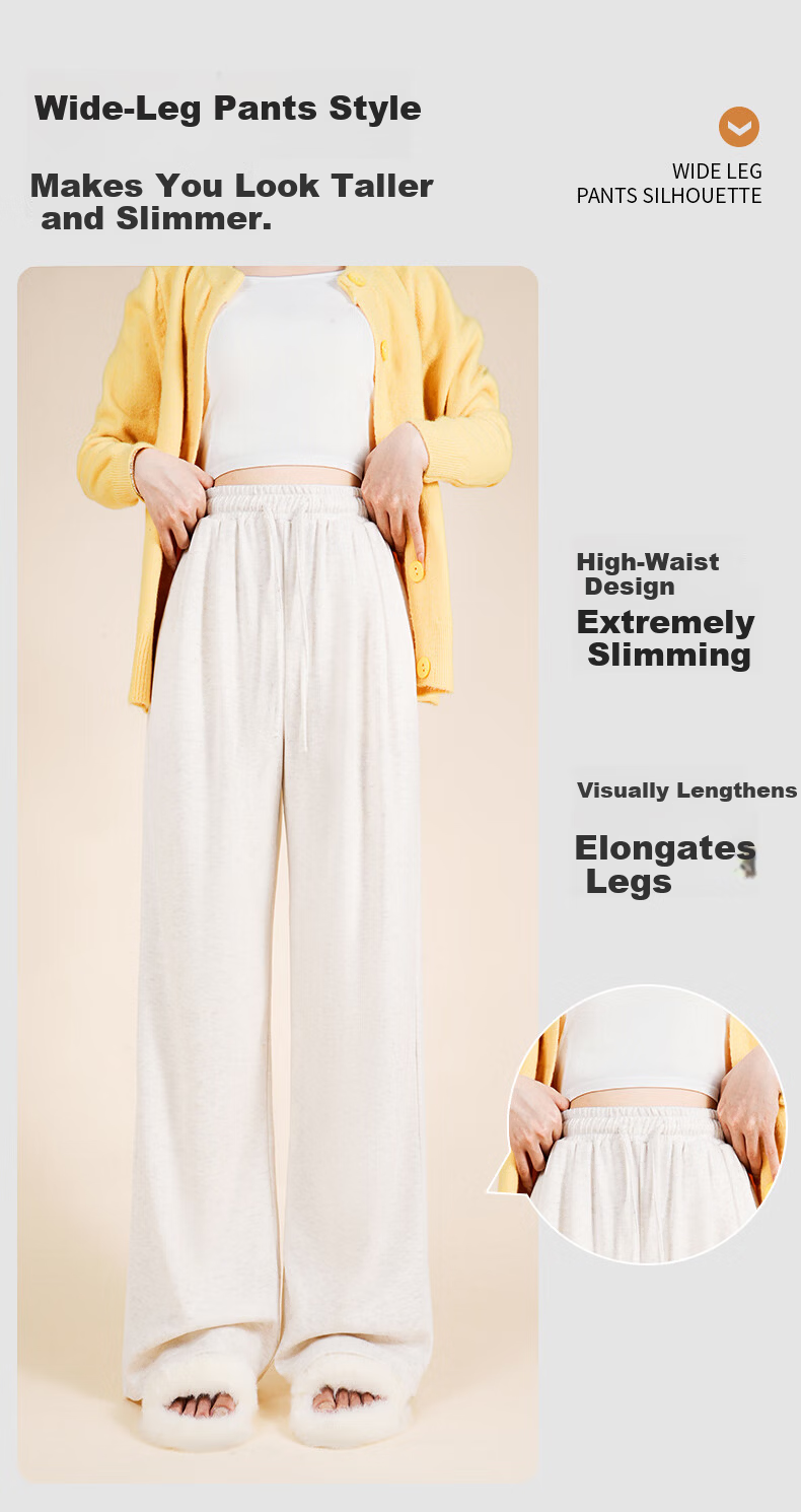Baleno Women's Draped Soft Rice Pants Spring Autumn 2026 New Loose Soft Casual Wide-Leg Pants for Petite Women 4