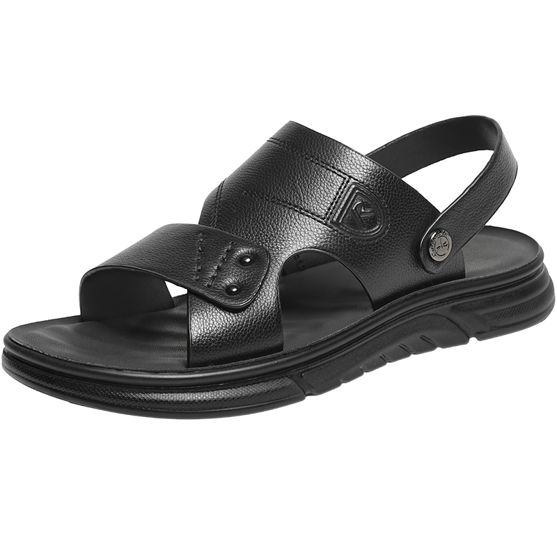 Red Dragonfly Beach Shoes 26 Summer Men's Slip-On Dual-Wear Leather Dad Sandals WTT26129 Black Size 40