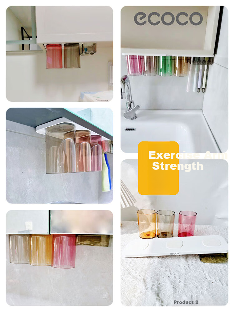 Ecoco Student Dormitory Toothbrush Cup Bathroom Supplies Electric Toothbrush Storage Rack Set with Rinse Cup 25112 1