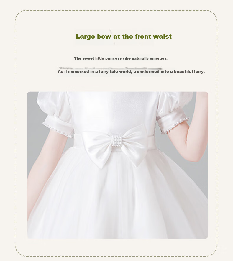 Luomeng Graduation Performance Host Dress, Girls' Graduation White Princess Dress, Birthday Flower Girl Piano, White, Size 150 9