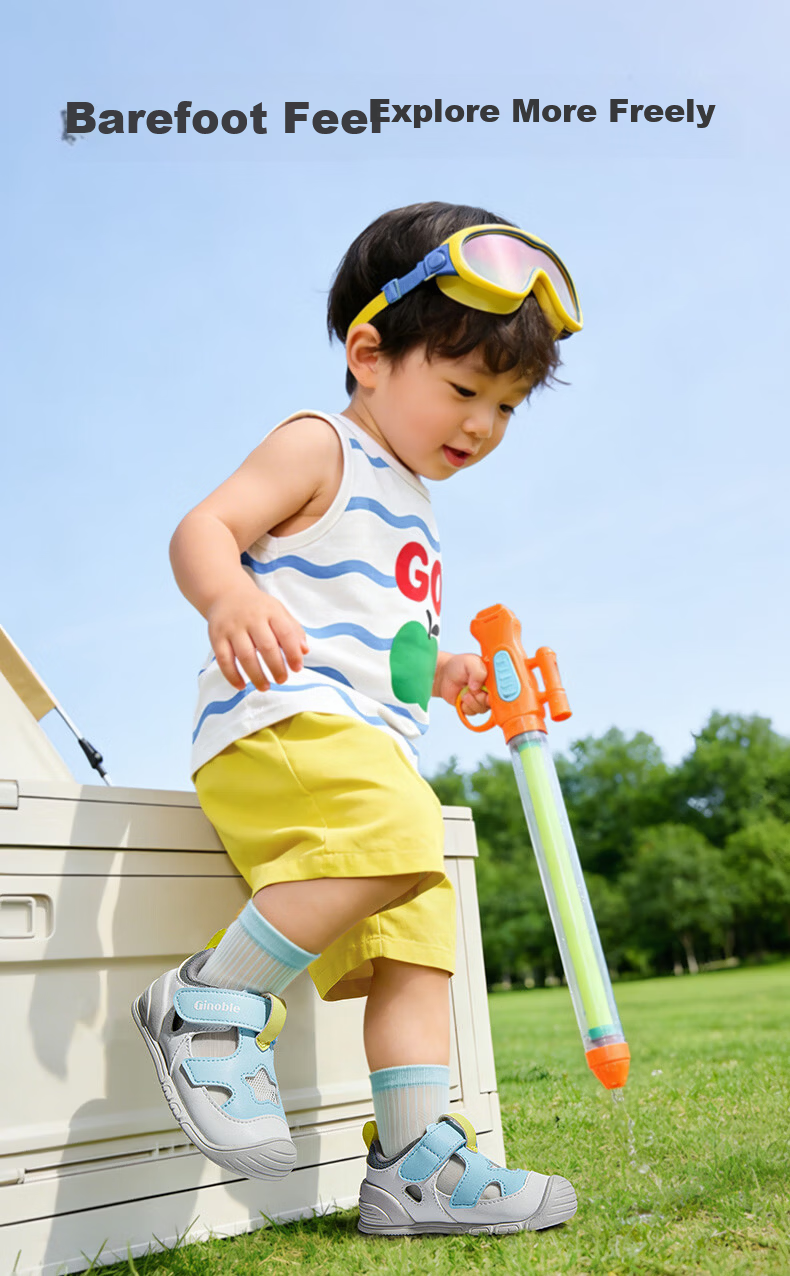 Ginoble Breathable Sandals Toddler First Walkers 2026 Summer Baby Shoes 0-1 Year Unisex GB2563 Clear Blue 6