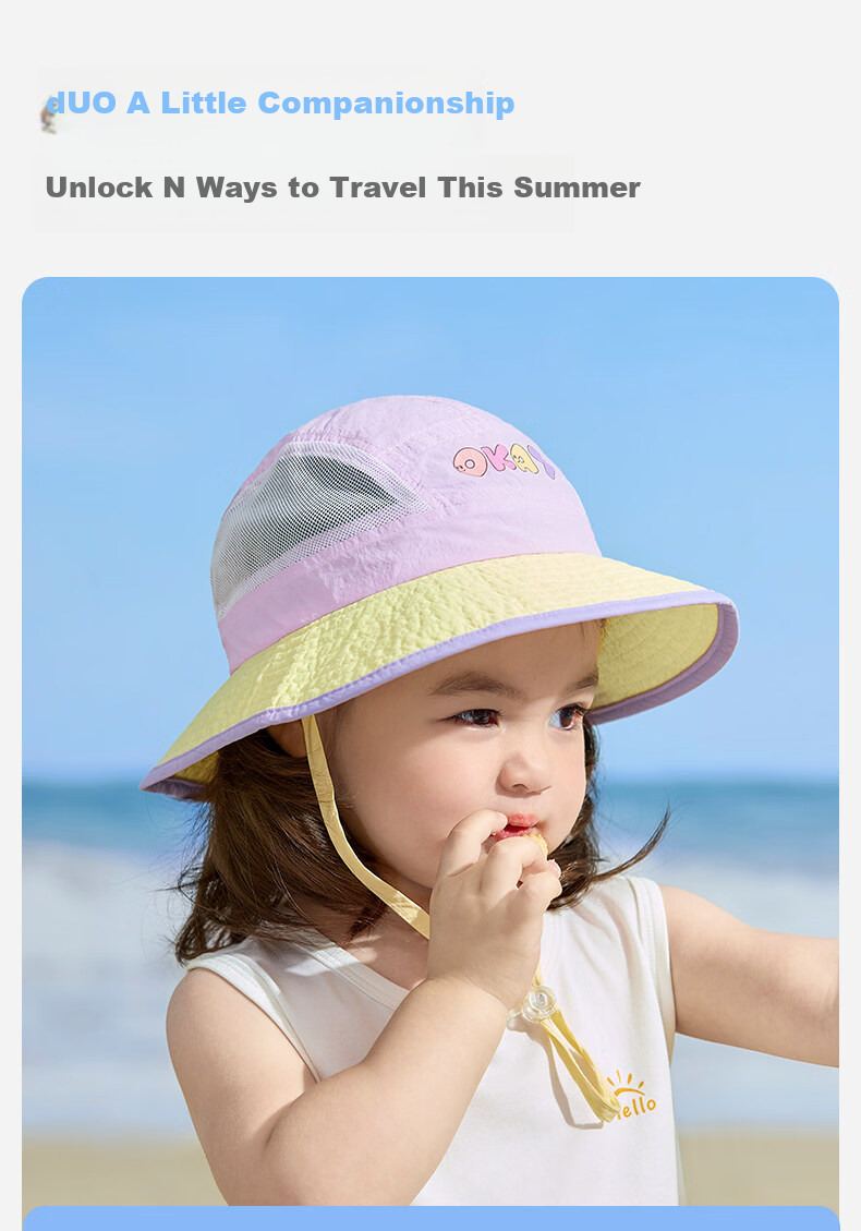 Niduoxiong Children's Sun Protection Hat, UV-Resistant Baby Sun Visor, Water-Repellent Summer Breathable Mesh Fisherman Hat for Boys And Girls 13
