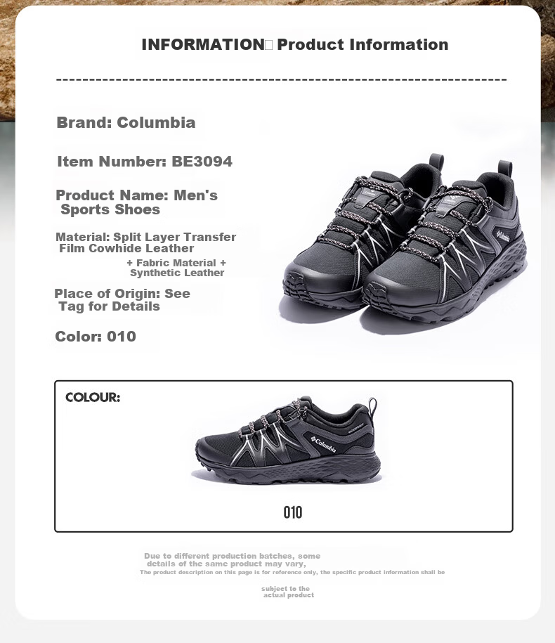 Columbia Men's Spring Summer 2026 Breathable Sports Shoes Durable Waterproof Slip-Resistant BE3094 010 2